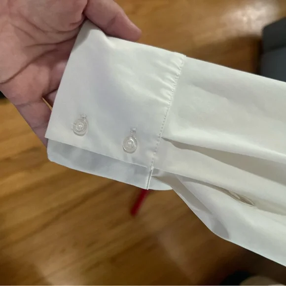 Calvin Klein White Ruched Button Down Shirt - Picture 6 of 9